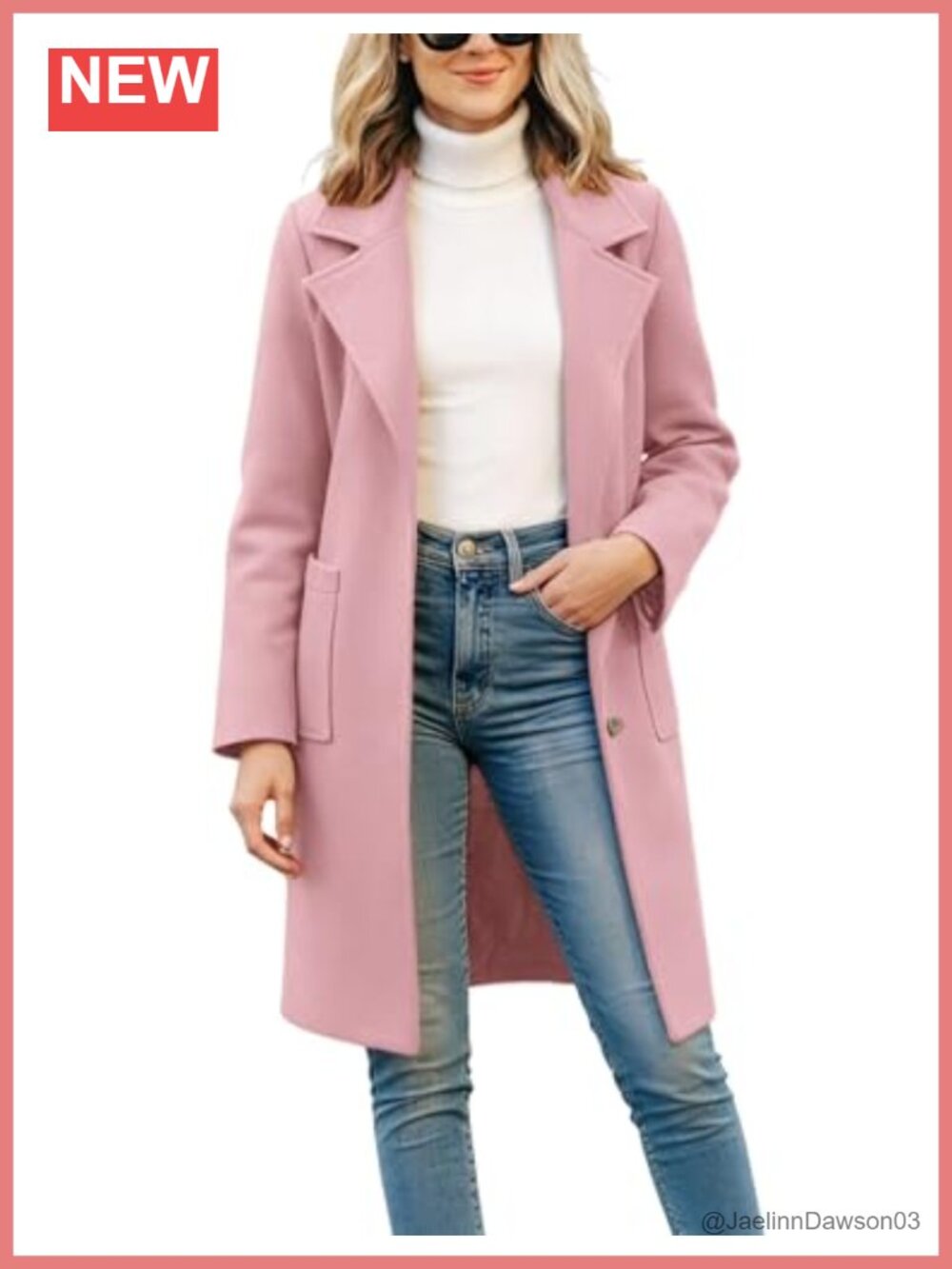 Wool Blend Pea Coat Notch Lapel Single Breasted Knee Length Winter